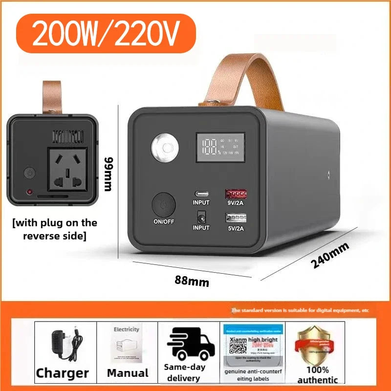 Camping Portable Power Station 200W 220V LiFePO4 Battery Outdoor Emergency Power Supply Solar Generator Battery Home Power Bank
