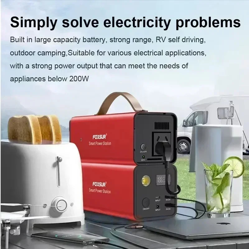 Camping Portable Power Station 200W 220V LiFePO4 Battery Outdoor Emergency Power Supply Solar Generator Battery Home Power Bank