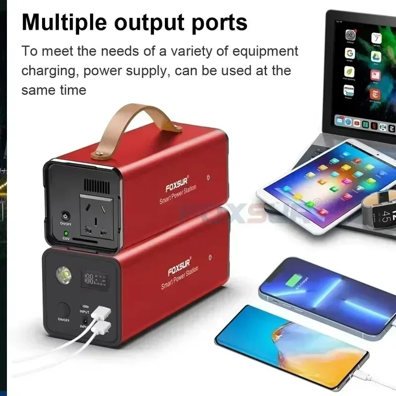 Camping Portable Power Station 200W 220V LiFePO4 Battery Outdoor Emergency Power Supply Solar Generator Battery Home Power Bank