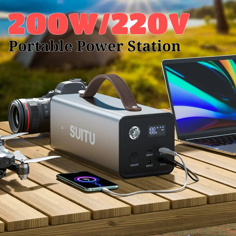 Camping Portable Power Station 200W 220V LiFePO4 Battery Outdoor Emergency Power Supply Solar Generator Battery Home Power Bank